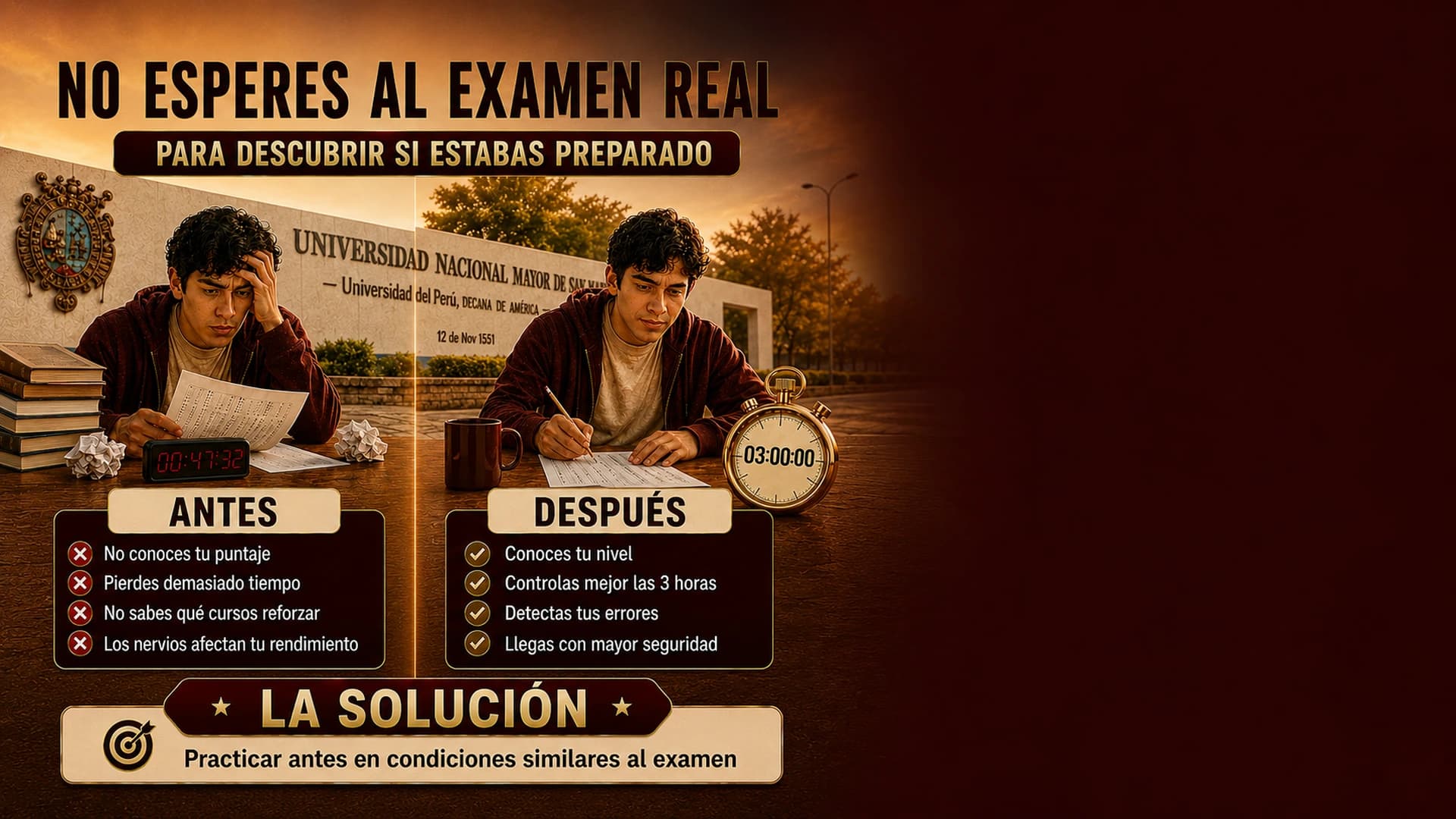 No esperes al examen real — Simulacros San Marcos